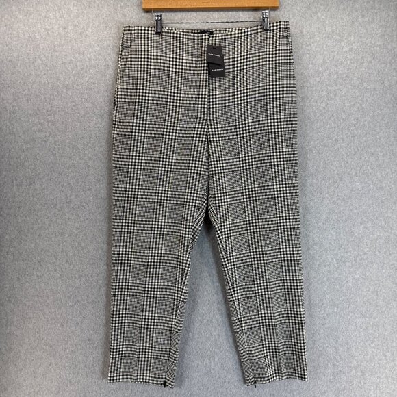 Club Monaco Ralph Lauren The Cigarette Pants Black White Houndstooth Size 12 NWT - Picture 1 of 16